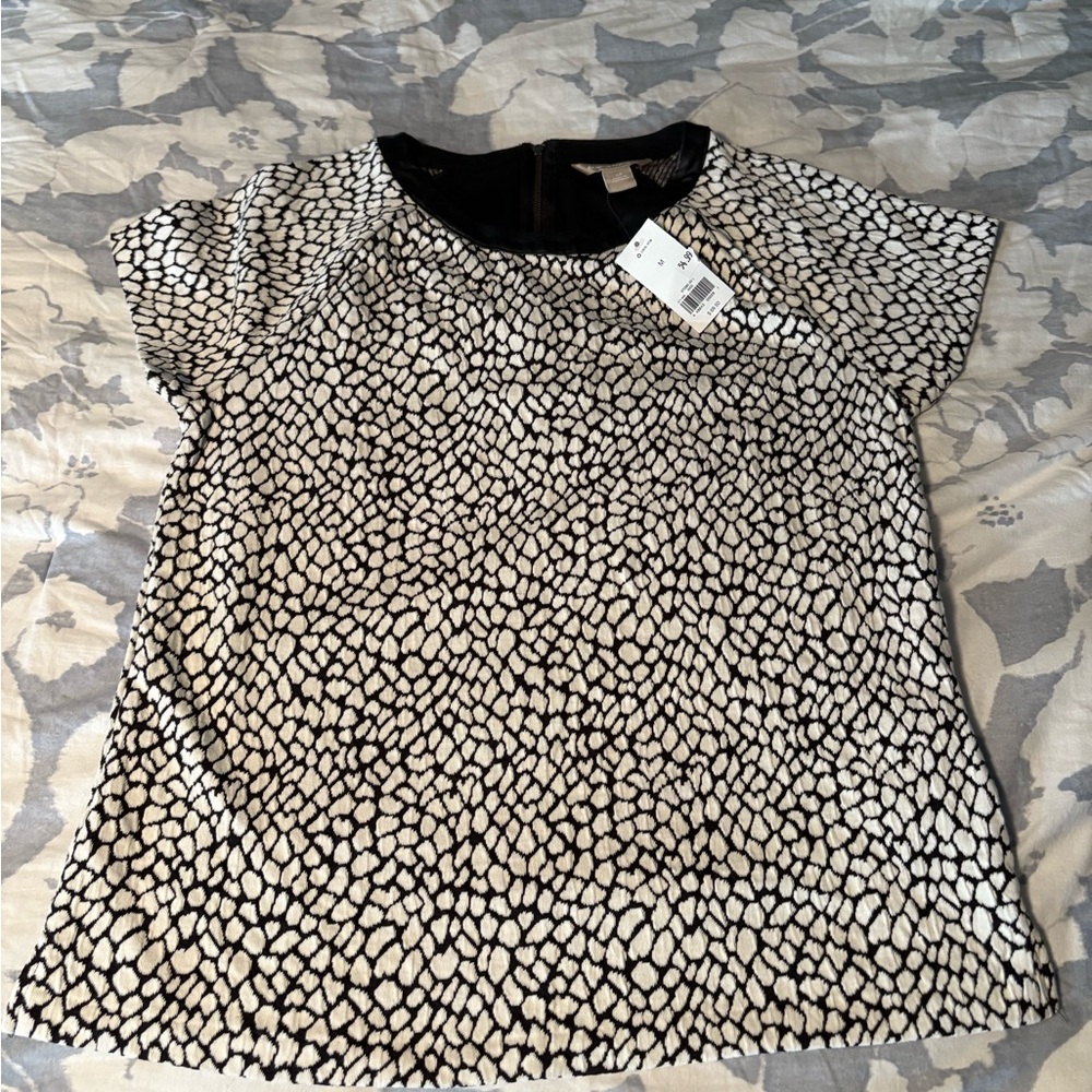 Banana Republic Black and White Patterned Blouse